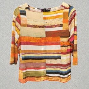 Peck & Peck Multi-color Sierra Print  Women's Size PXL 3/4 Sleeve Top